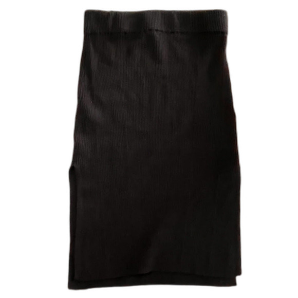 Abercrombie & Fitch Skirt SP Black Ribbed Sweater Knit Midi Slit Preppy Casual - Picture 2 of 6